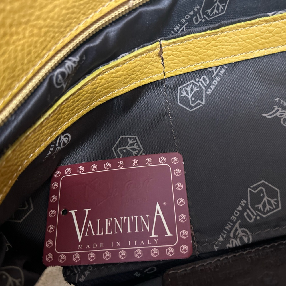 Valentina Yellow and Brown Italian leather Women's Purse - Picture 5 of 9